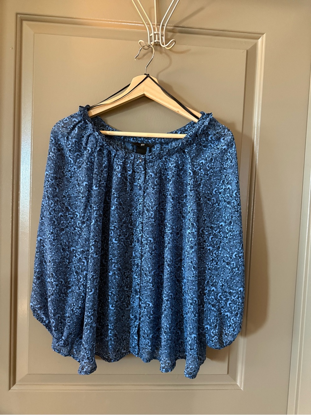Vintage H&M Blue Floral Peasant Top